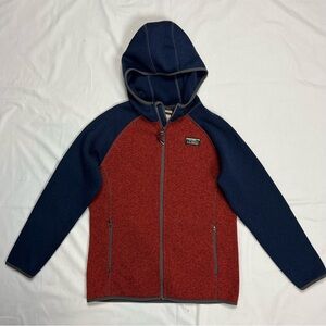 LL BEAN Full Zip Hooded Zip Up Fleece Sweater Jacket Boys Sz Small 8 Colorblock